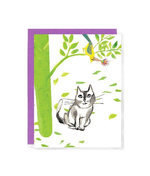 Set of 8 whimsical cat-themed greeting cards by John Littleboy, featuring unique designs and matching envelopes in a tidy box.