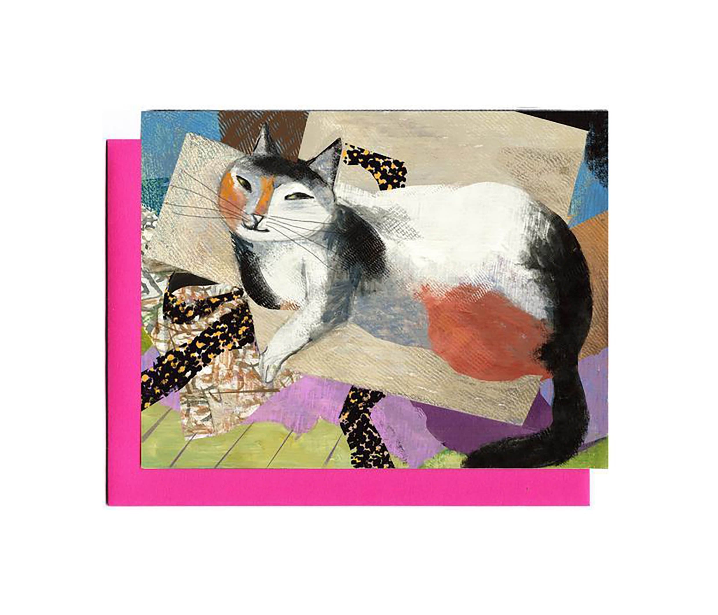 Set of 8 whimsical cat-themed greeting cards by John Littleboy, featuring unique designs and matching envelopes in a tidy box.