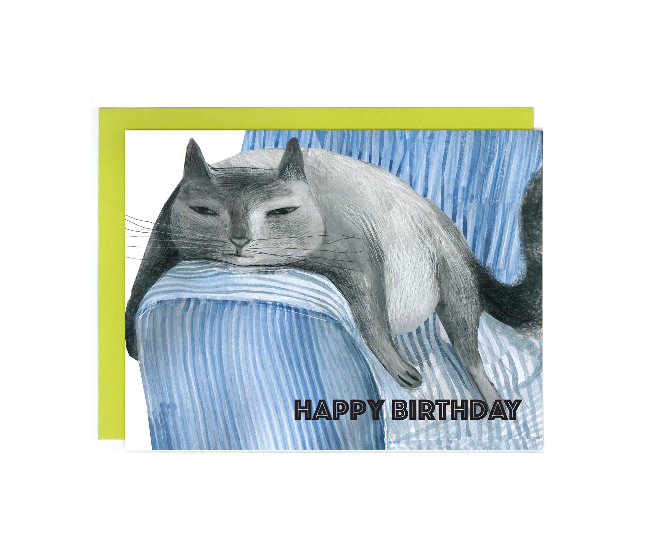 Set of 8 whimsical cat-themed greeting cards by John Littleboy, featuring unique designs and matching envelopes in a tidy box.