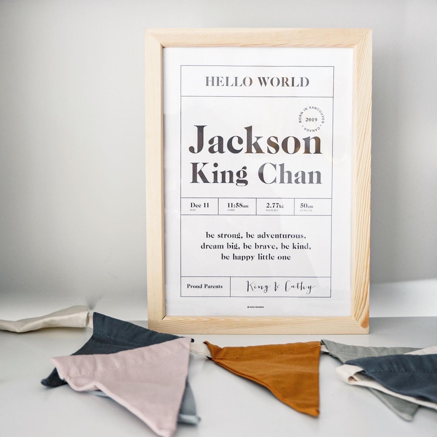 Personalised Hello World print designed for nursery decor, featuring vibrant colors and customizable text.