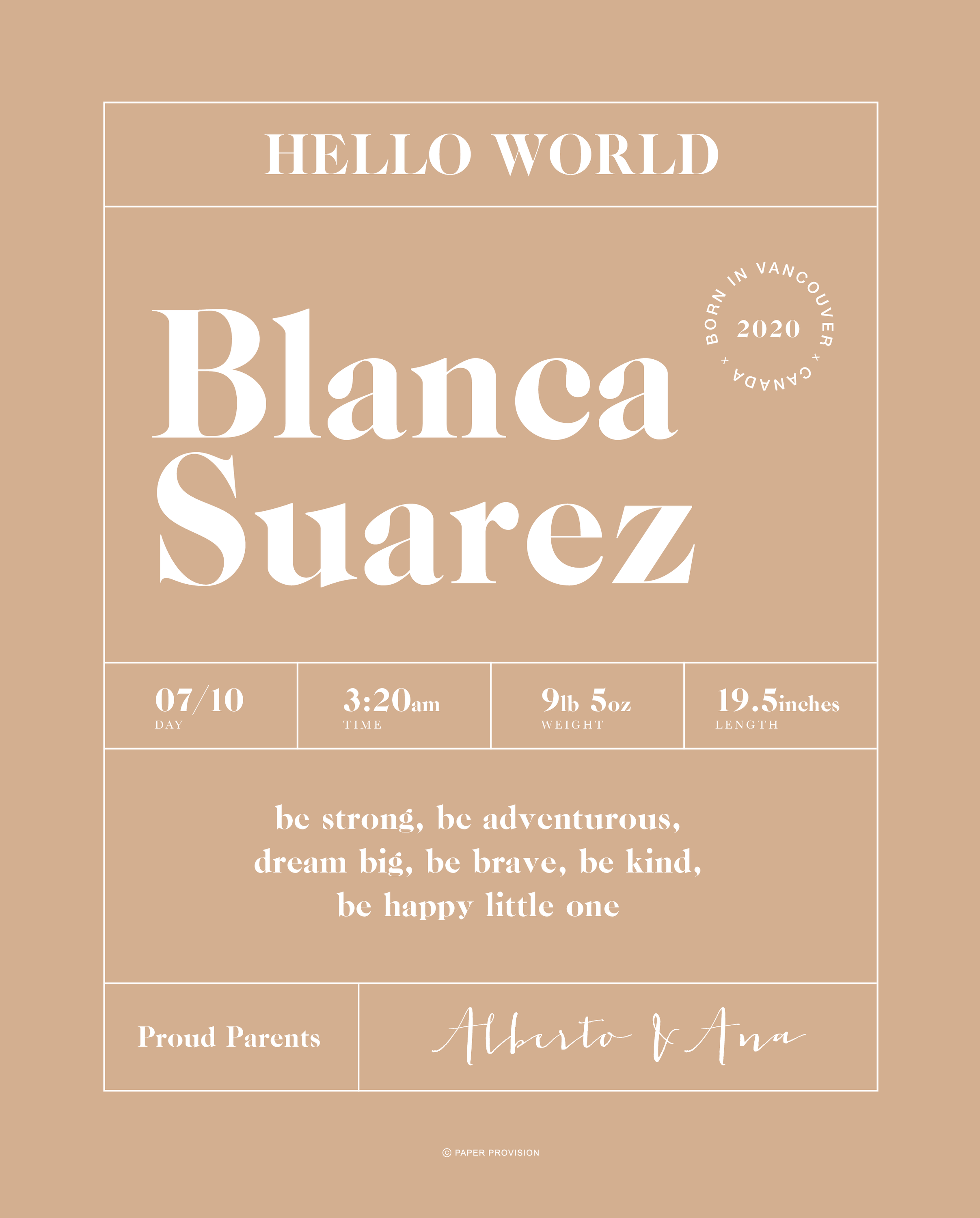 Personalised Hello World print designed for nursery decor, featuring vibrant colors and customizable text.