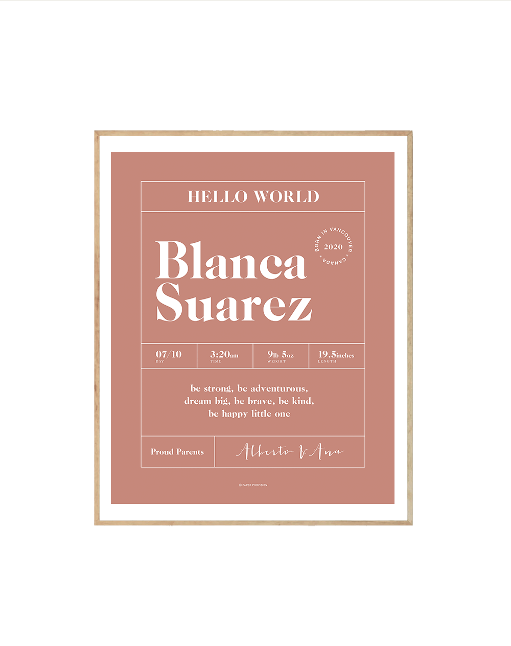 Personalised Hello World print designed for nursery decor, featuring vibrant colors and customizable text.