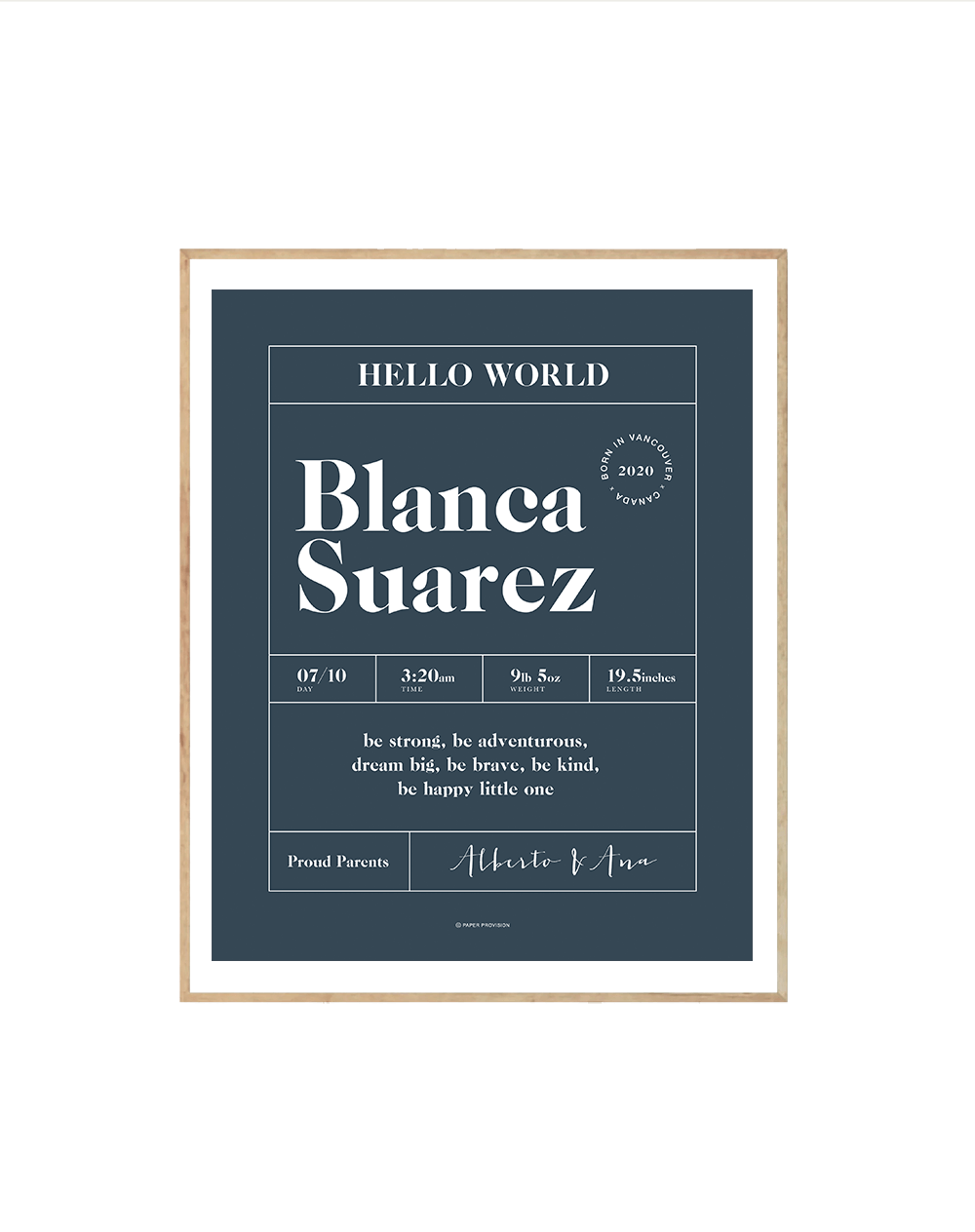 Personalised Hello World print designed for nursery decor, featuring vibrant colors and customizable text.