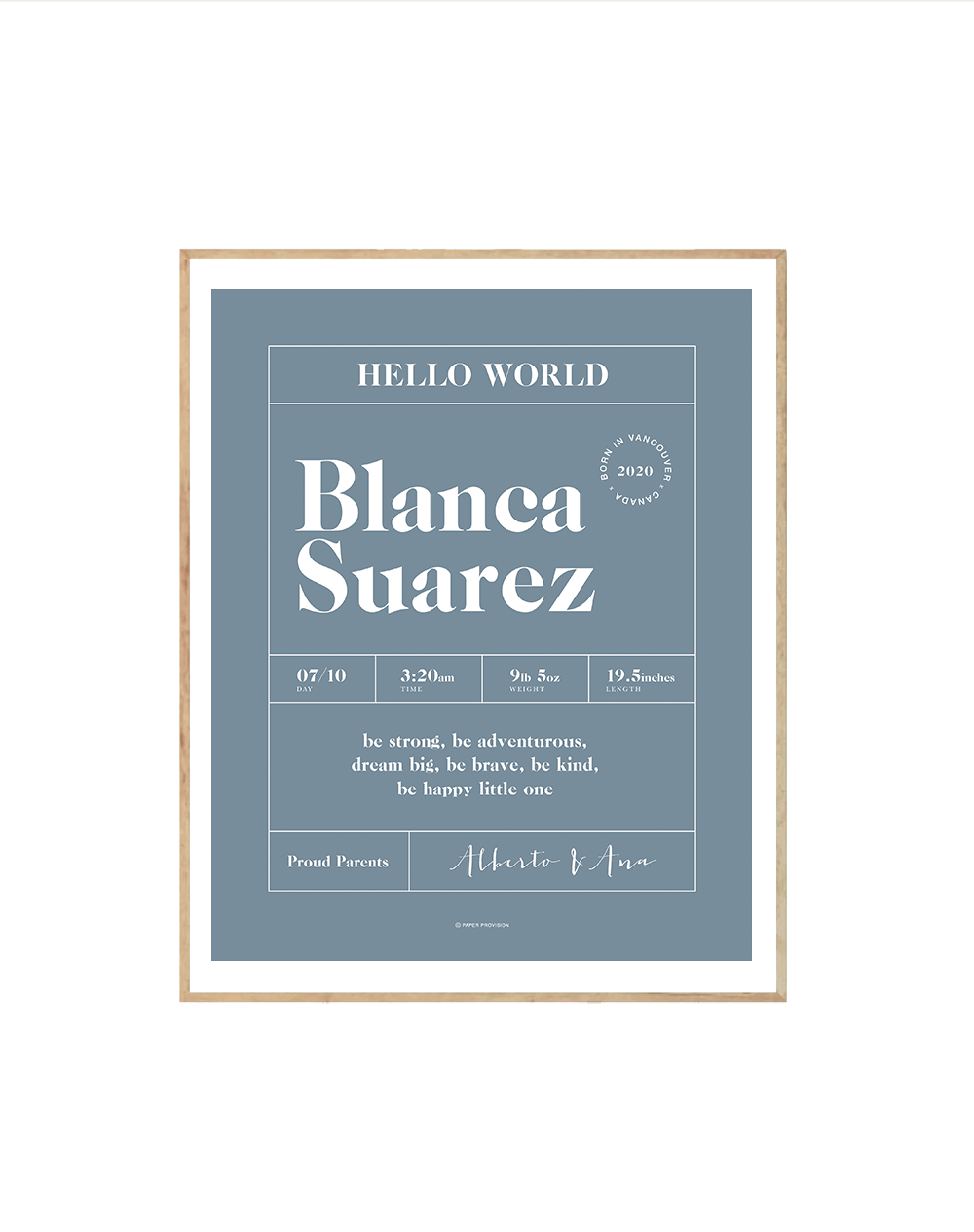 Personalised Hello World print designed for nursery decor, featuring vibrant colors and customizable text.