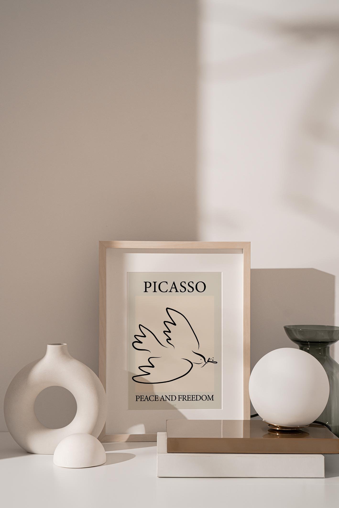 Art print of Picasso Dove, showcasing vibrant colors and intricate details, inspired by Pablo Picasso's artistic legacy.