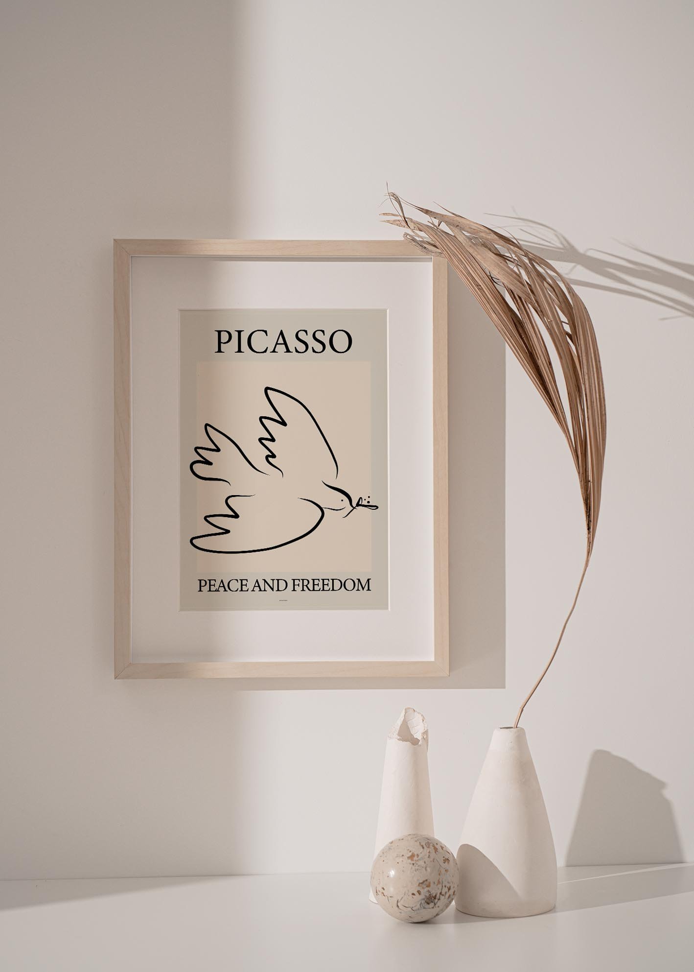 Art print of Picasso Dove, showcasing vibrant colors and intricate details, inspired by Pablo Picasso's artistic legacy.