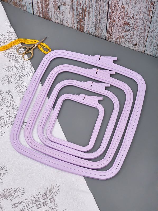 Nurge 170-13 Pastel Lilac Square Hoop, measuring 195mm x 220mm, designed for embroidery and needlecraft.