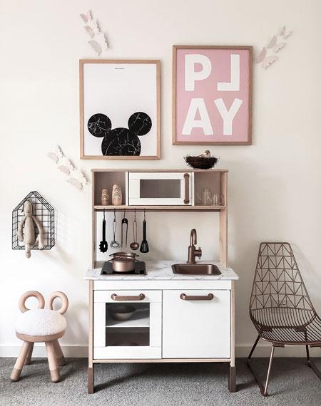 Play (Blush) print featuring soft blush tones and playful design, perfect for children's decor.