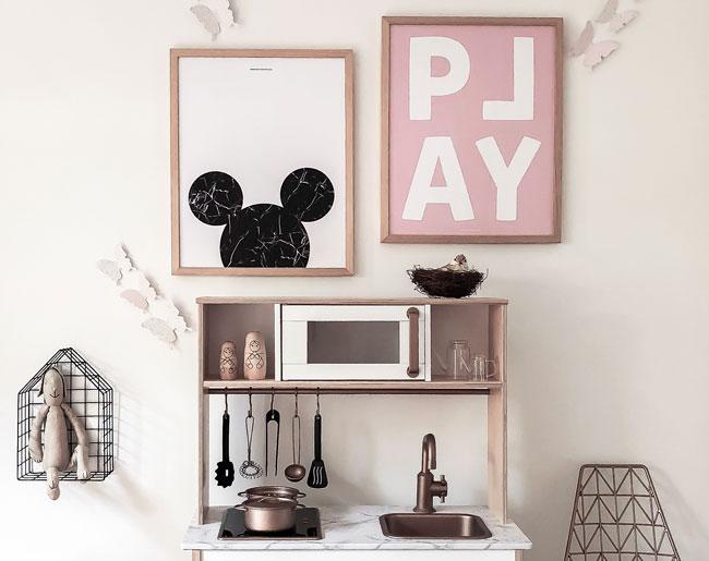 Play (Blush) print featuring soft blush tones and playful design, perfect for children's decor.