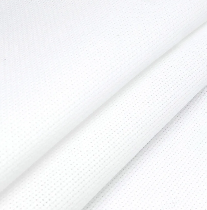 Precut Zweigart Aida 3251/100 White fabric, 16 count, 100% cotton, measuring 48x53 cm, ideal for cross-stitch and embroidery projects.