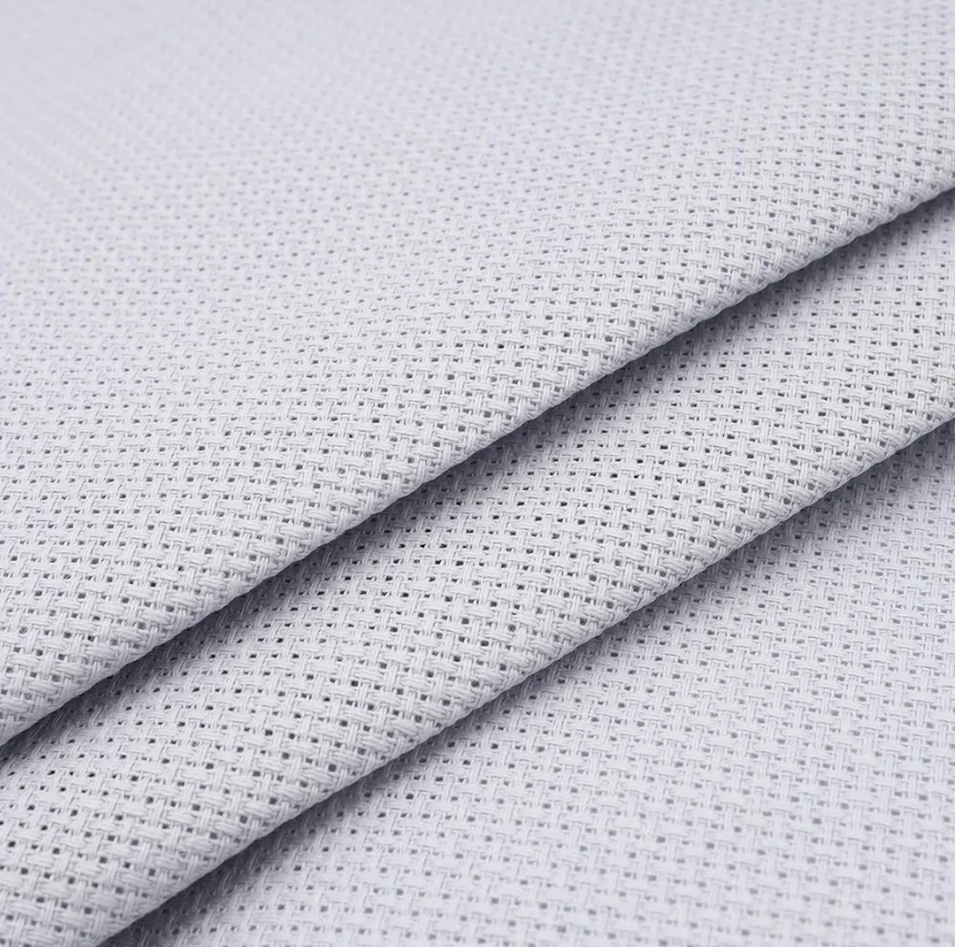 Precut Zweigart Aida 3251/713 Steel-Grey fabric, 16 count, 100% cotton, dimensions 48x53 cm, perfect for embroidery projects.