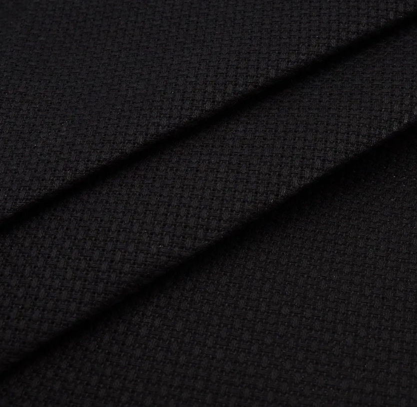 Precut Zweigart Stern-Aida 14 count Black fabric, 100% cotton, ideal for embroidery projects.