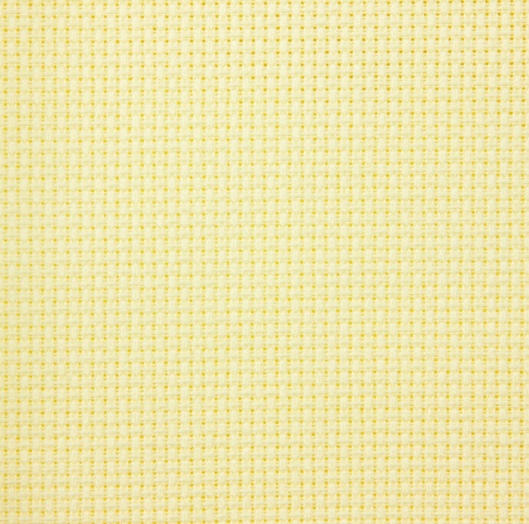 Precut Zweigart Stern-Aida 3706/2030 in vibrant yellow, 14 count cotton canvas, measuring 48x53 cm, ideal for embroidery projects.