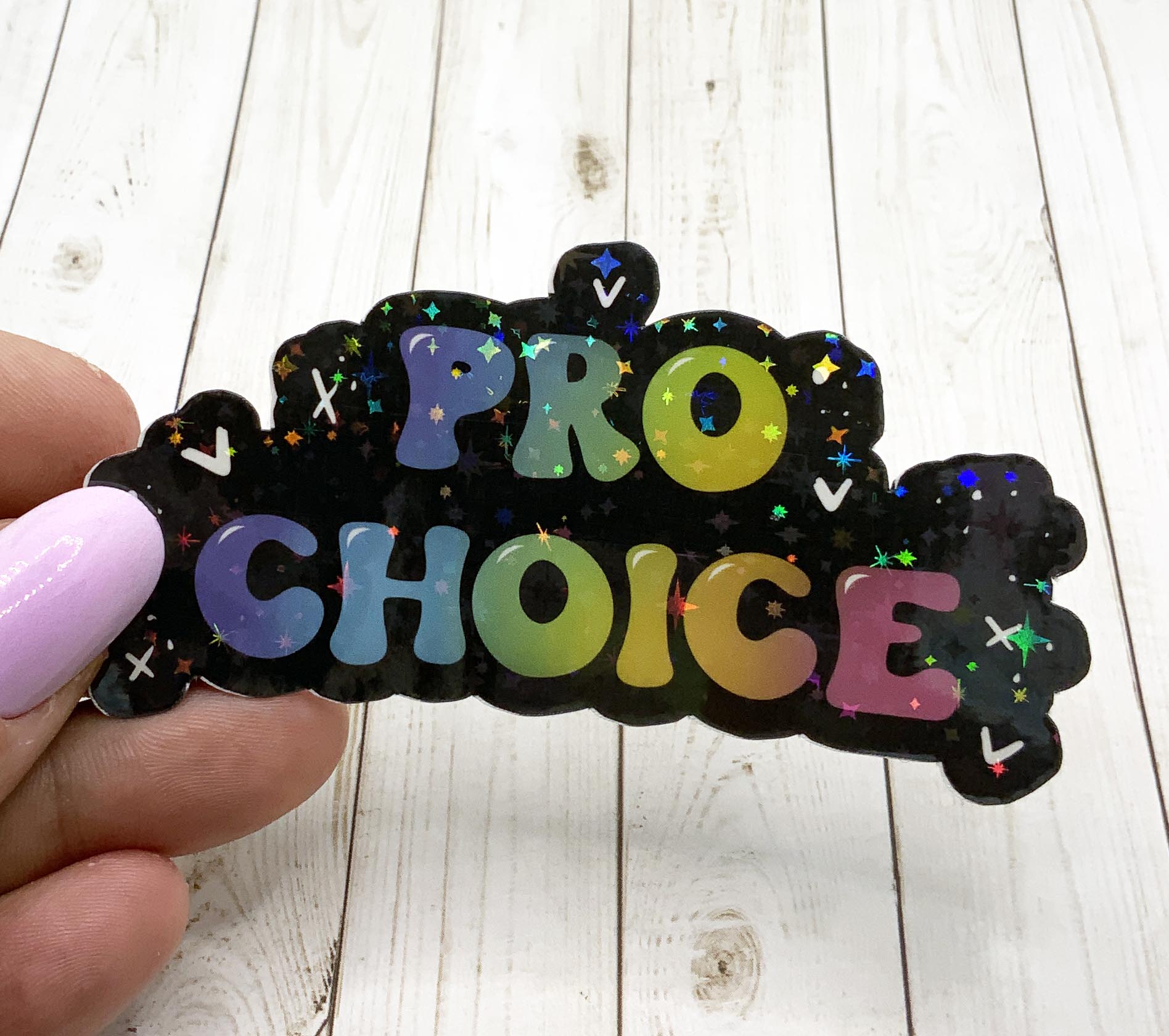 Pro Choice Sticker on a matte vinyl surface, showcasing vibrant colors and clear text.