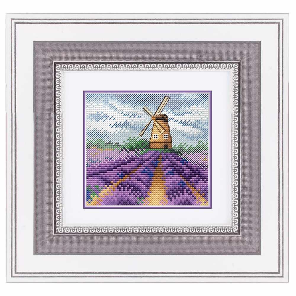 Provence Charm SM-372 Counted Cross Stitch Kit featuring AIDA canvas, colorful threads, and monochrome chart for stitching.