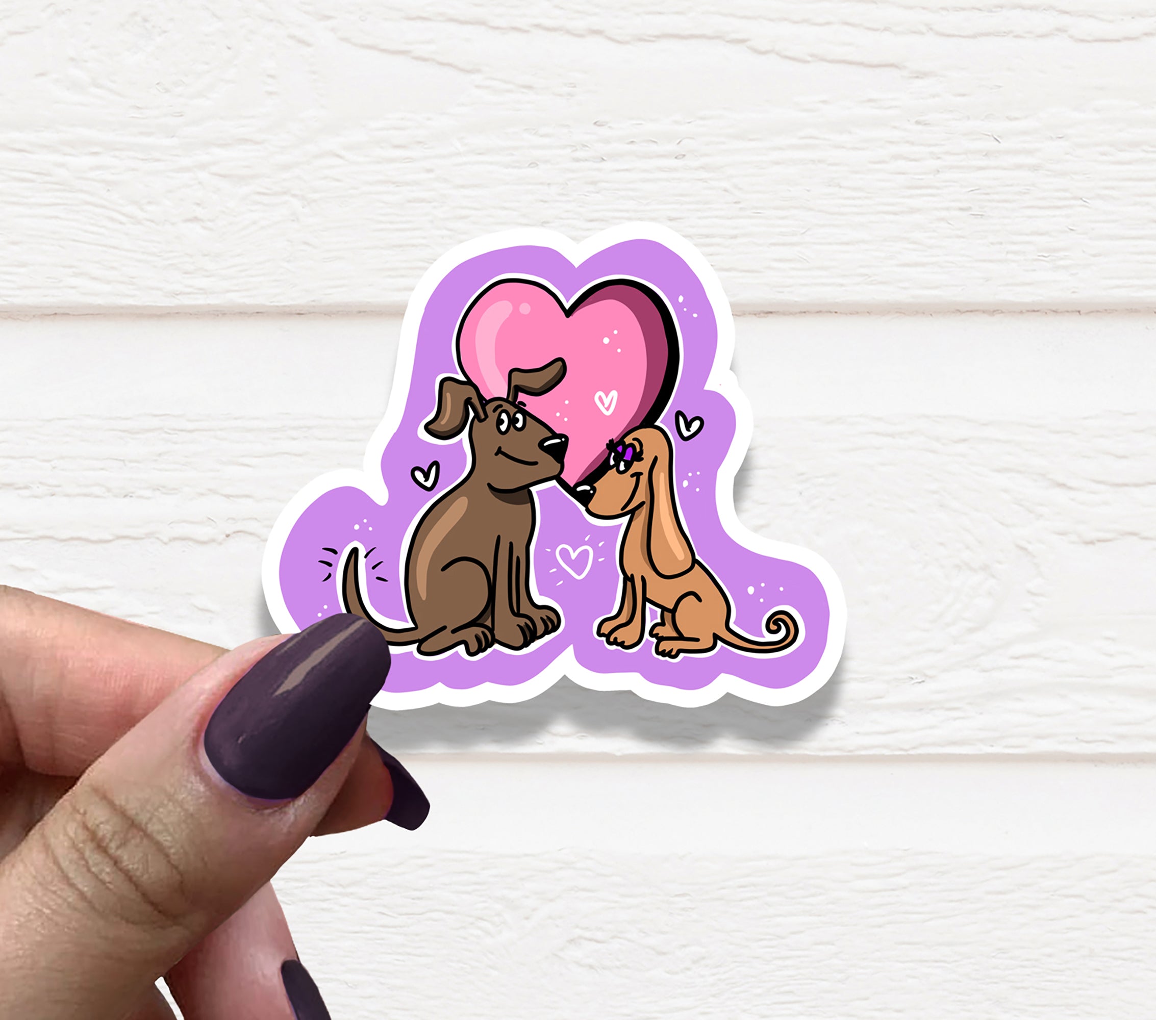 A vibrant Puppy Love Vinyl Sticker featuring a cute puppy design, perfect for personalizing various items.