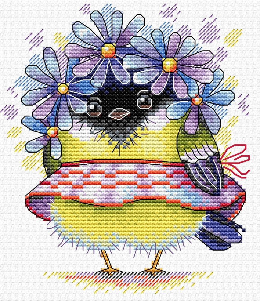 Romantic Bird SM-299 Counted Cross Stitch Kit featuring vibrant threads and AIDA canvas.