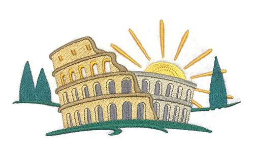 Round The World City Square - Rome embroidered patch featuring intricate design and vibrant colors, perfect for iron-on or sew application.