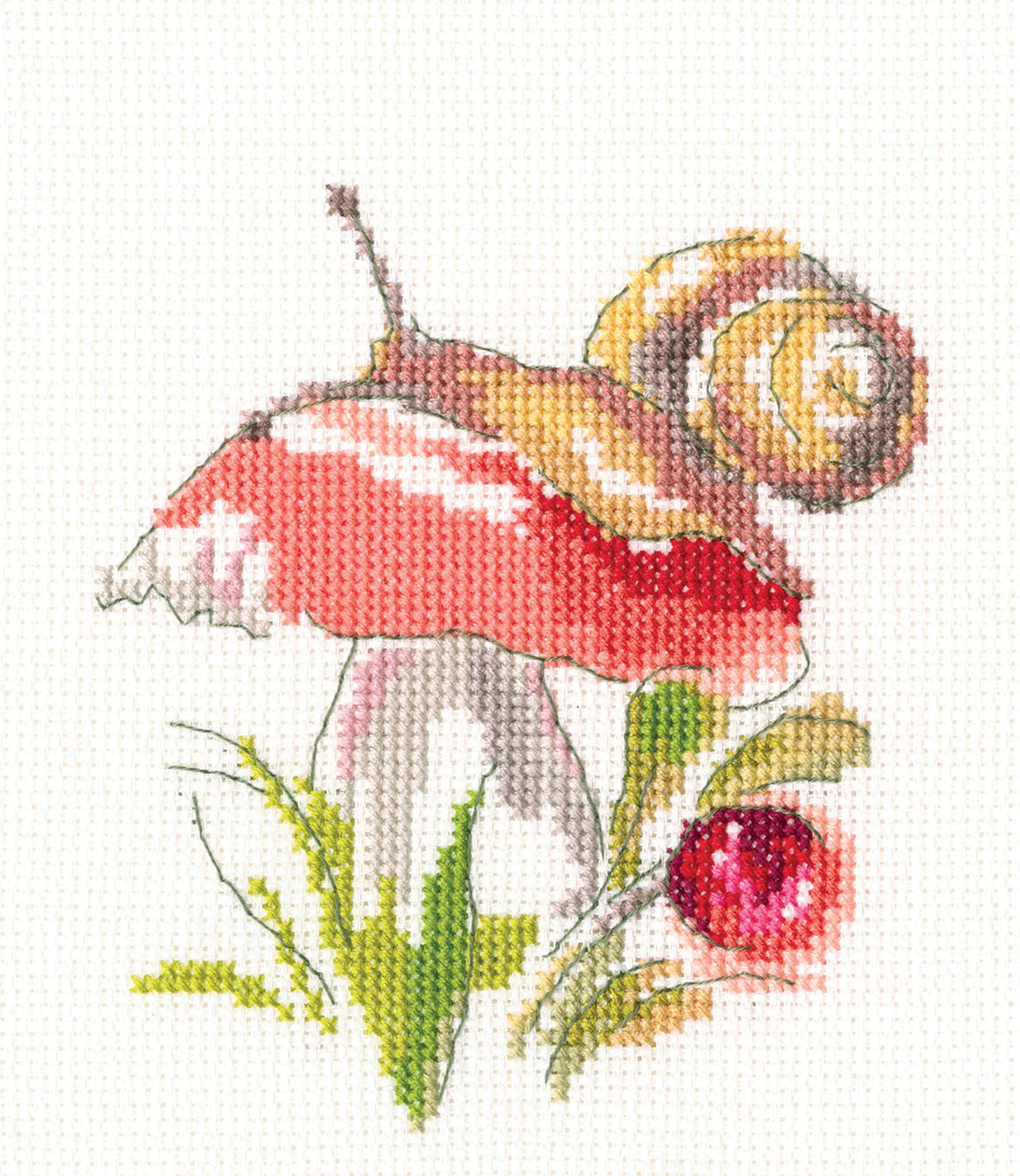 Russula EH379 Counted Cross Stitch Kit featuring Aida 14 canvas, DMC threads, and included needle and instructions.