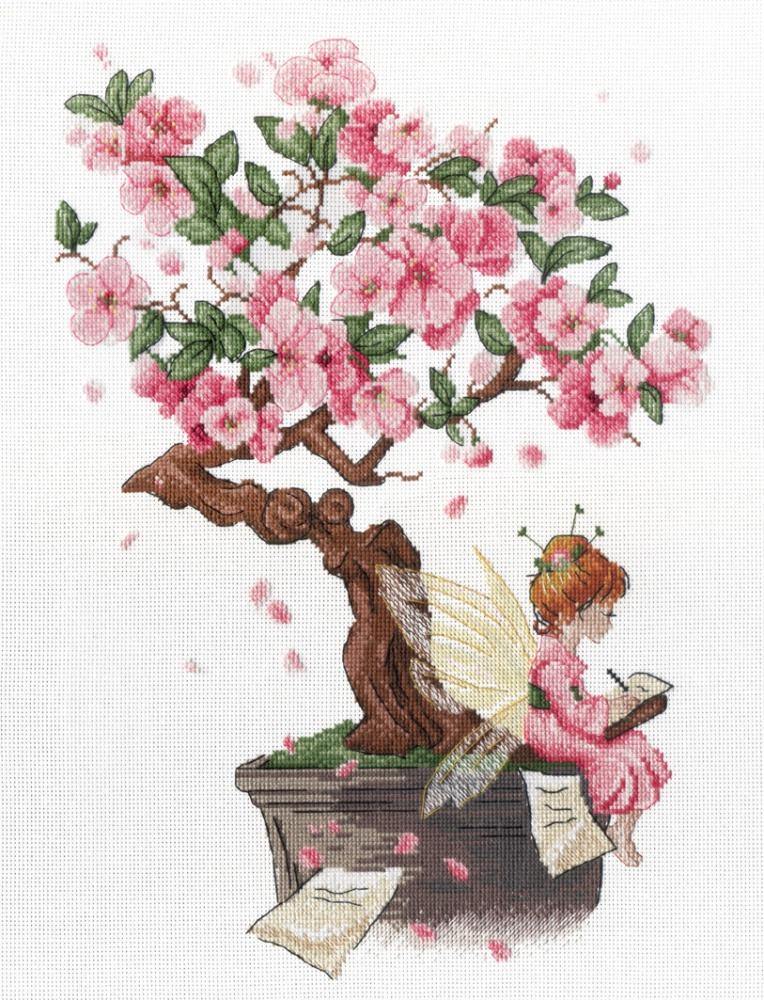 Sakura SNV-570 Counted Cross Stitch Kit featuring 18 count AIDA canvas, 24 colorful threads, and a needle, designed by Tatiana Kuzmina.