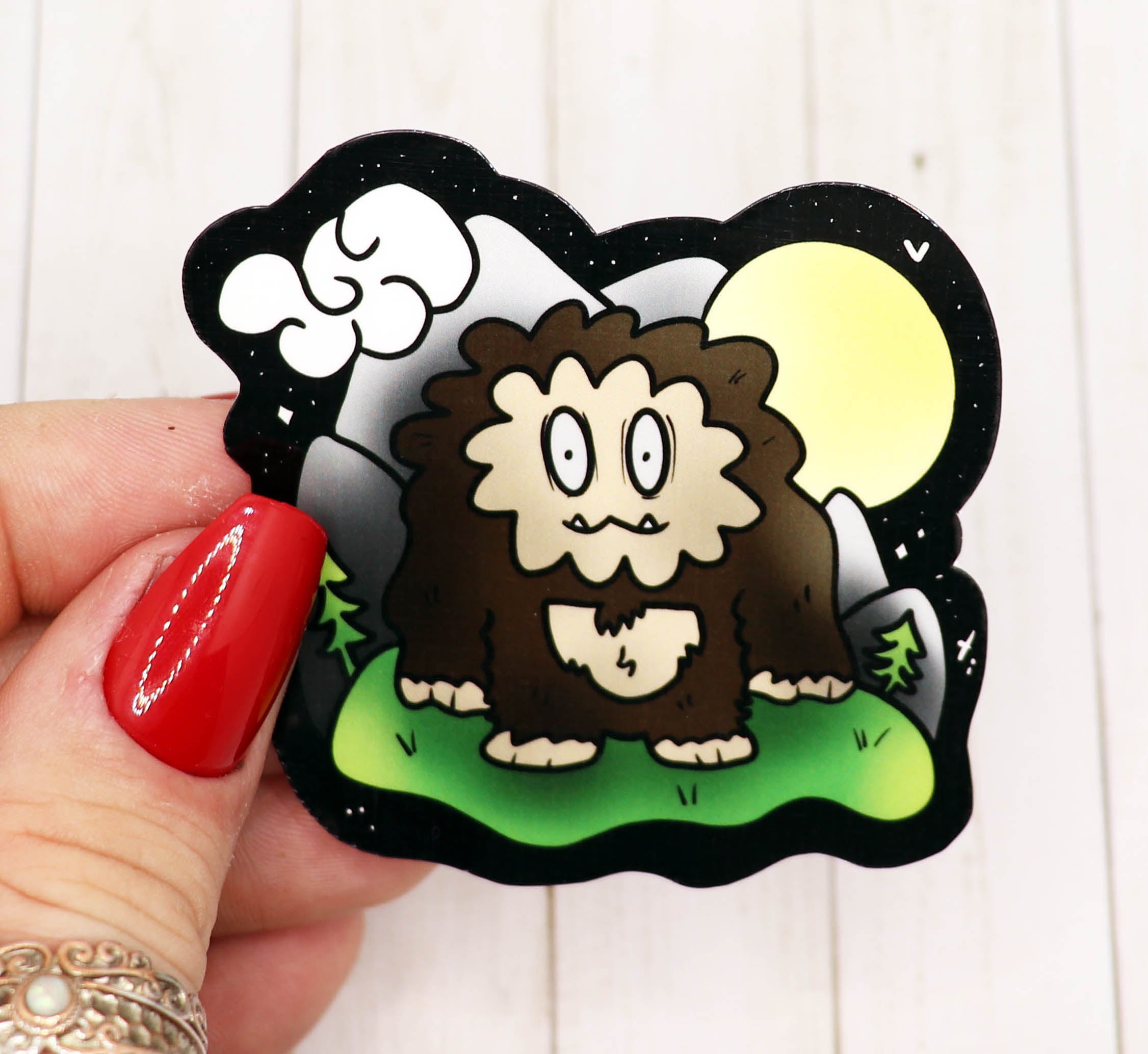 Saskquatch Vinyl Sticker featuring a whimsical Sasquatch design on high-quality matte vinyl.