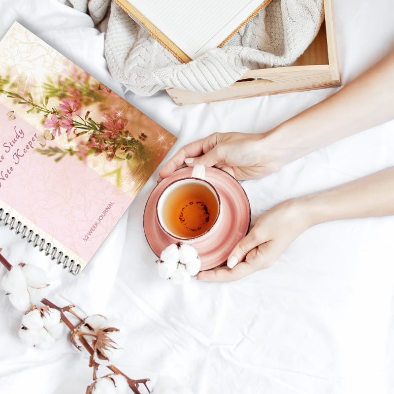 Sermon & Bible Study Journal featuring a pink floral matte cover, designed for women to take notes during sermons and Bible studies.