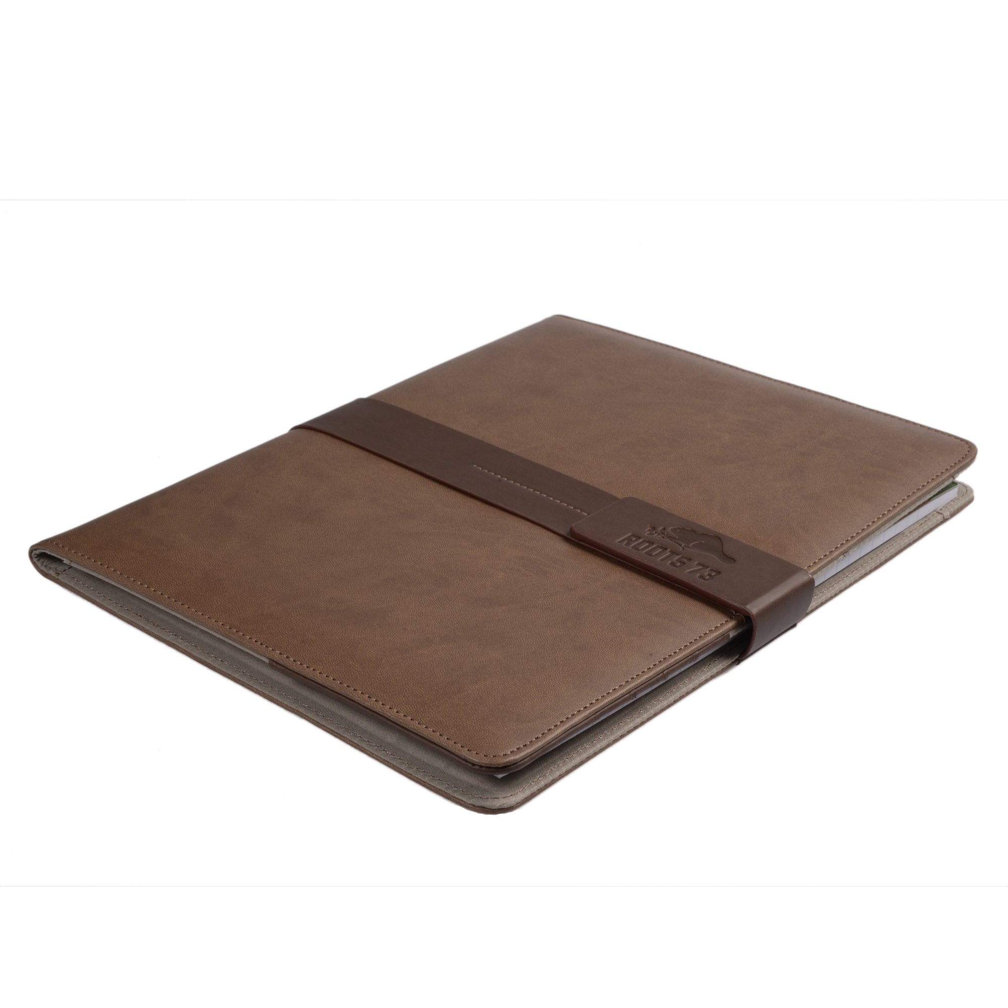 A sleek Slim Portfolio with Magnetic Tab featuring credit card slots, ID window, and pen holder, designed for organization.