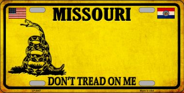 Missouri license plate, Gadsden flag.