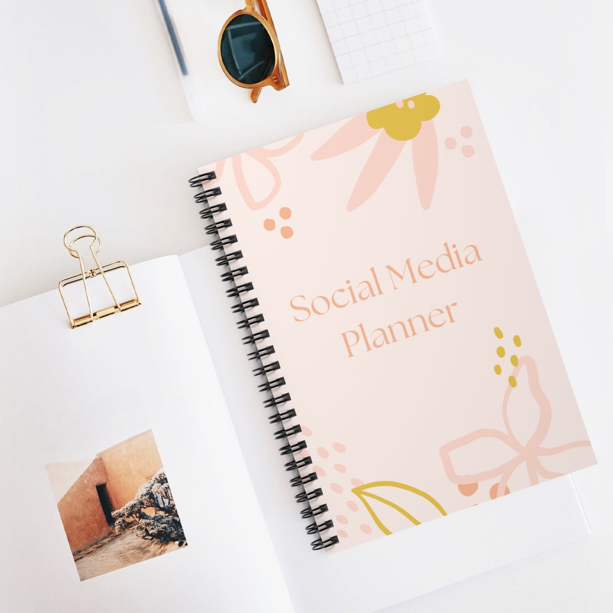 A5 Social Media Planner with wirebound design and 60 pages for effective content planning.