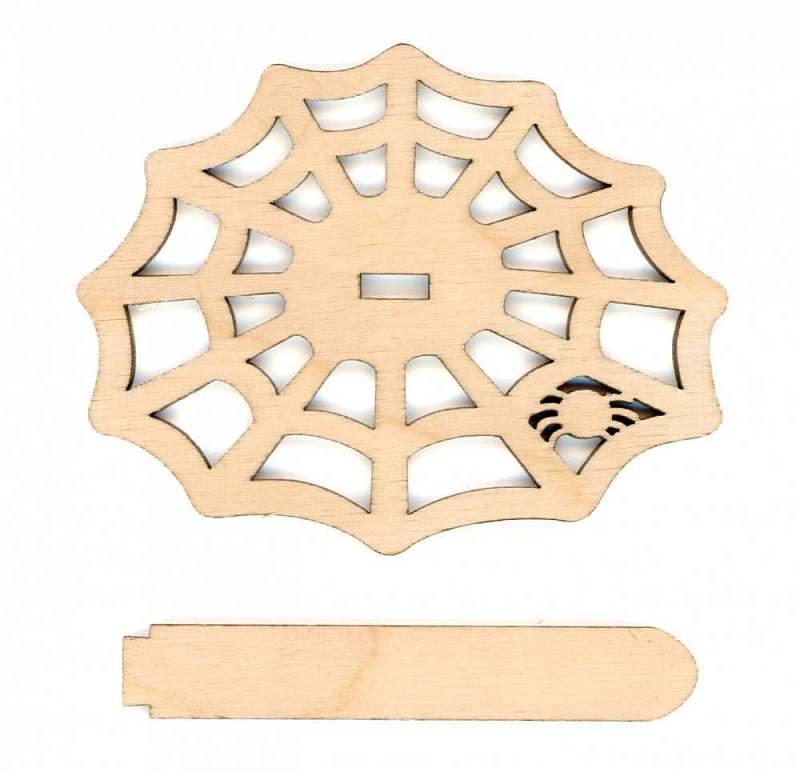 Spiderweb stand PA-035 made of plywood, featuring a base and stick-holder for plastic canvas sets.