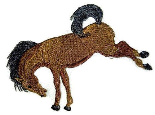 Spirit of Stallions Bucking Bronco Horse embroidered patch showcasing intricate embroidery on a cotton base, ideal for iron-on or sewing applications.