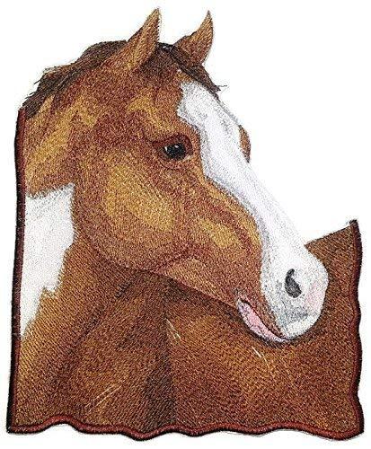 Embroidered horse portrait patch featuring intricate details and vibrant colors, perfect for iron-on or sew-on application.