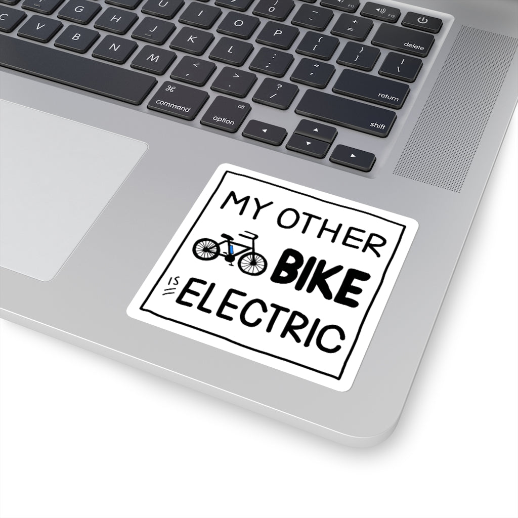 Sticker on laptop: "My Other Bike"