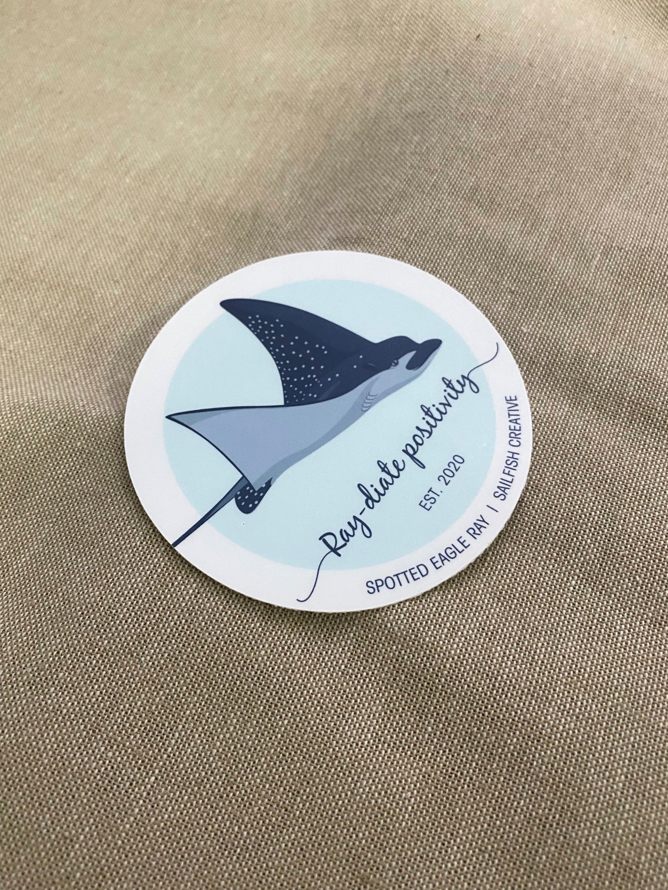 Sticker of a spotted eagle ray.