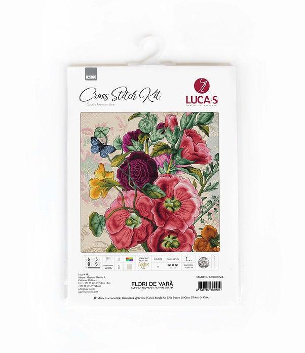 Summer Flowers B2366L Counted Cross-Stitch Kit featuring vibrant colors and high-quality materials.