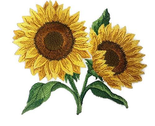 Sunflowers in Bloom embroidered patch showcasing vibrant sunflower design on a cotton base, ideal for iron-on or sewing applications.