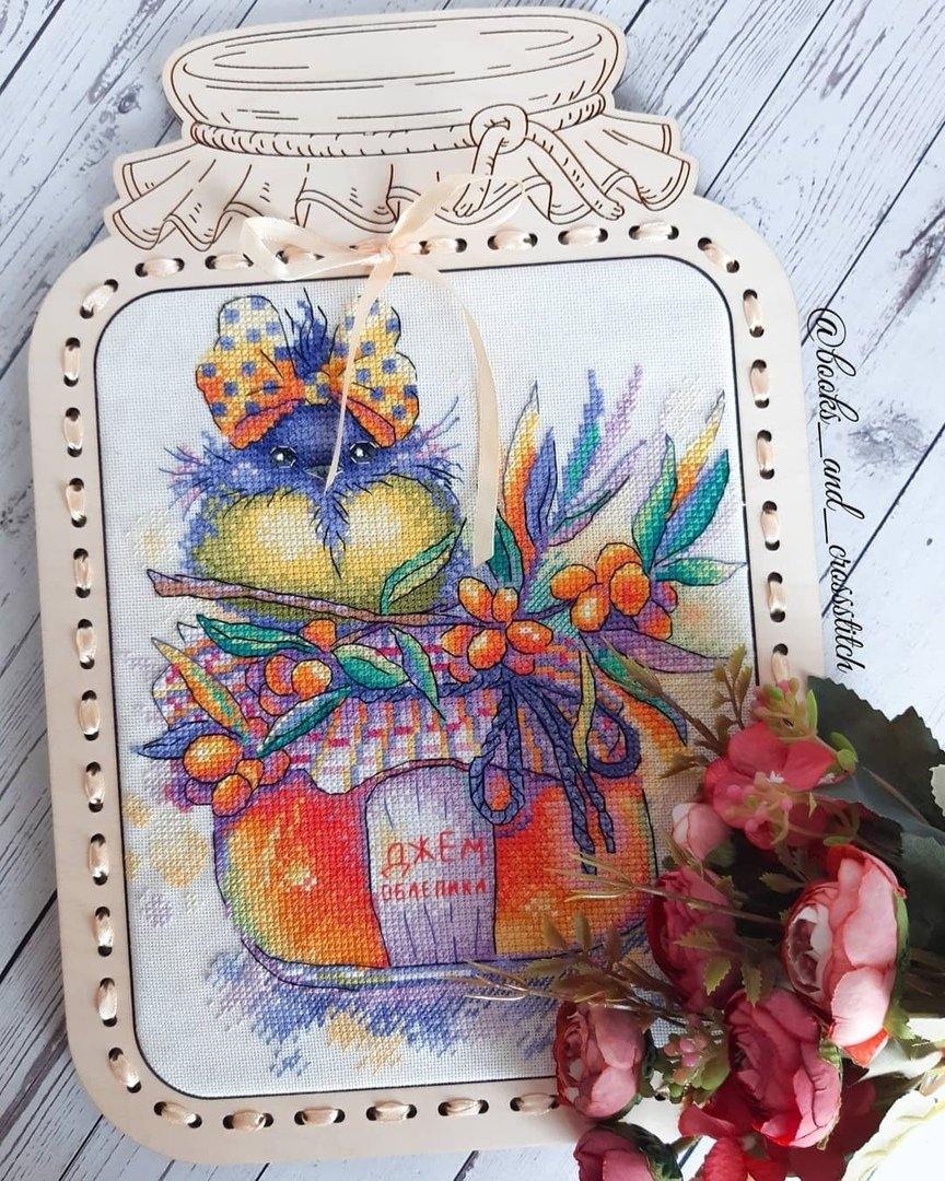 Sunny Sea-Buckthorn SM-393 Counted Cross Stitch Kit featuring AIDA canvas and colorful threads.