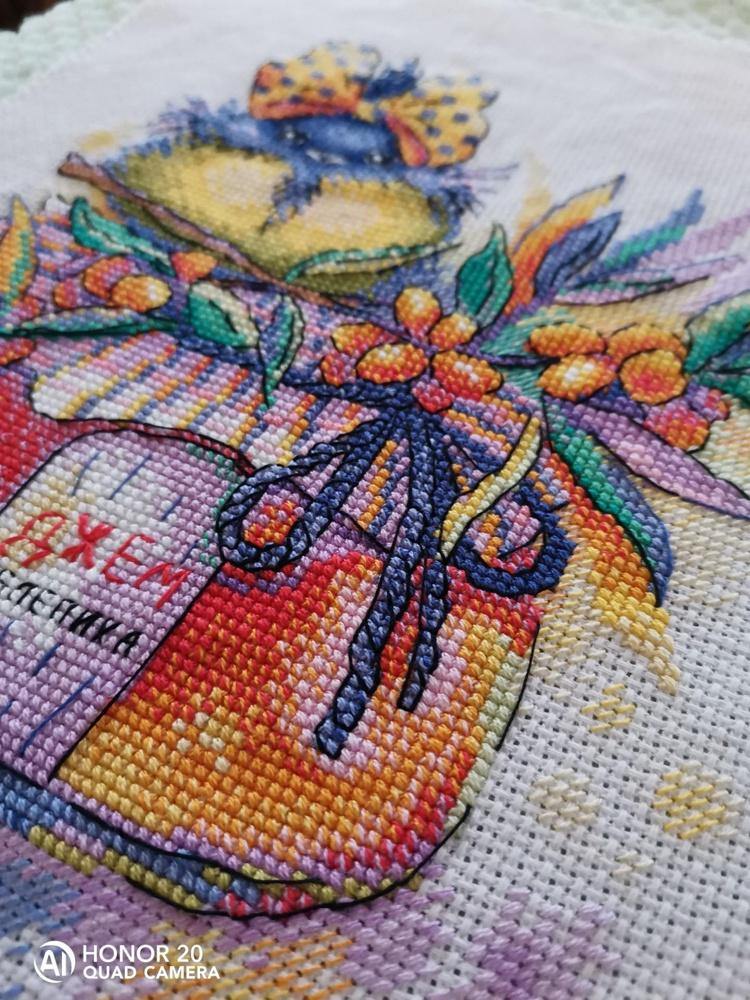 Sunny Sea-Buckthorn SM-393 Counted Cross Stitch Kit featuring AIDA canvas and colorful threads.