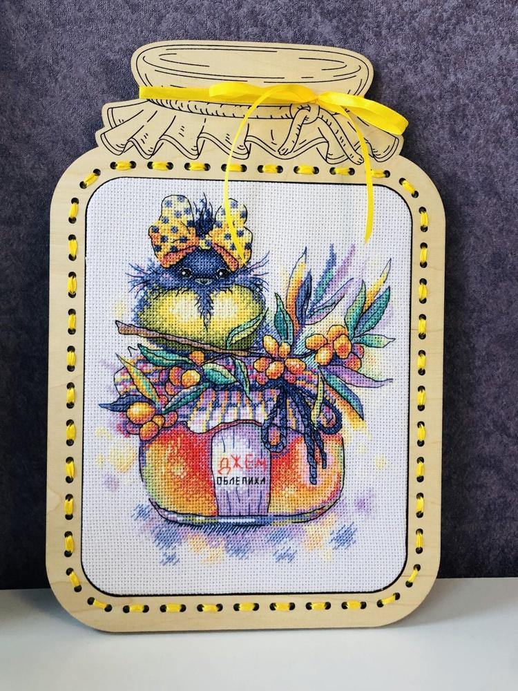 Sunny Sea-Buckthorn SM-393 Counted Cross Stitch Kit featuring AIDA canvas and colorful threads.