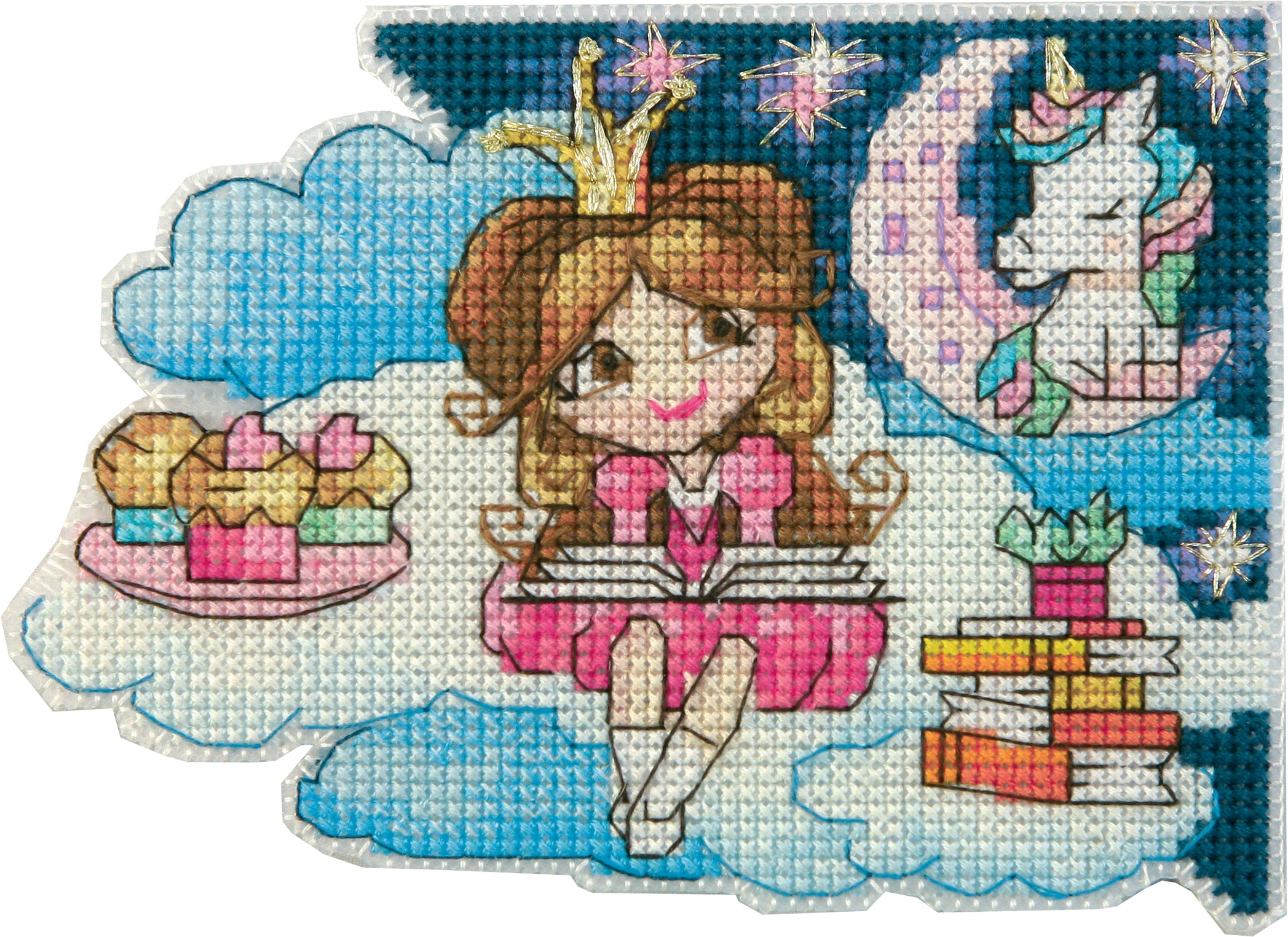 T-81C Counted Cross Stitch Kit featuring a fantasy girl design on a bookmark, showcasing vibrant colors and high-quality materials.