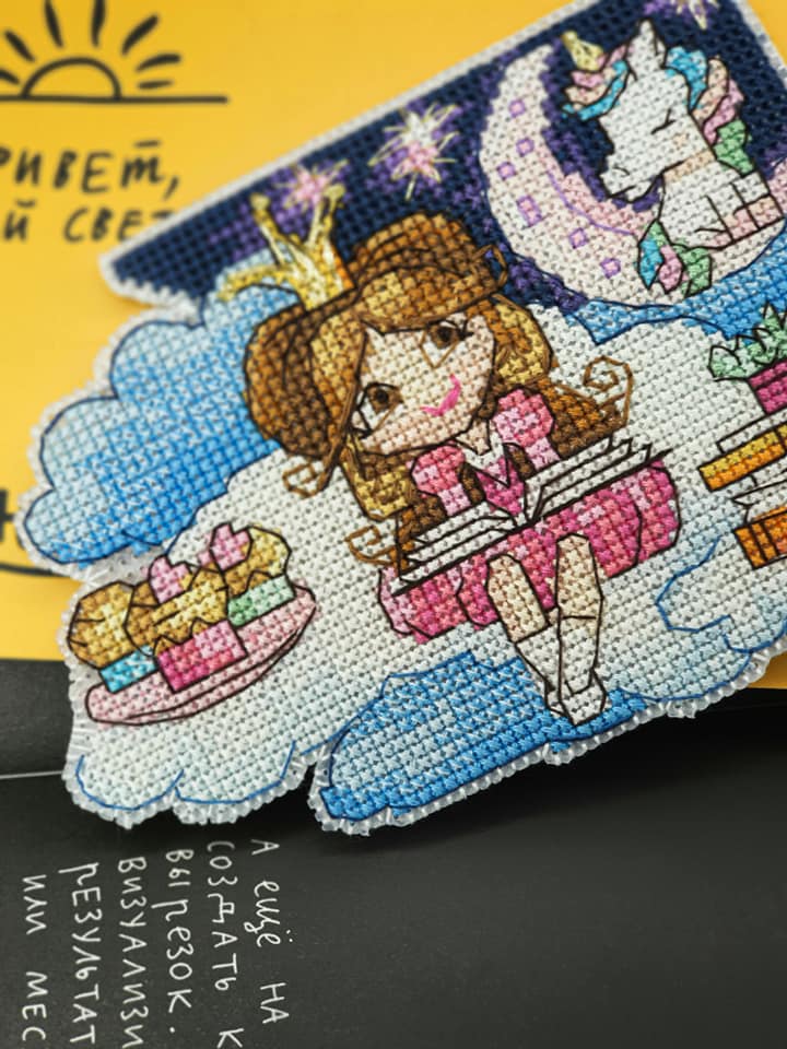 T-81C Counted Cross Stitch Kit featuring a fantasy girl design on a bookmark, showcasing vibrant colors and high-quality materials.