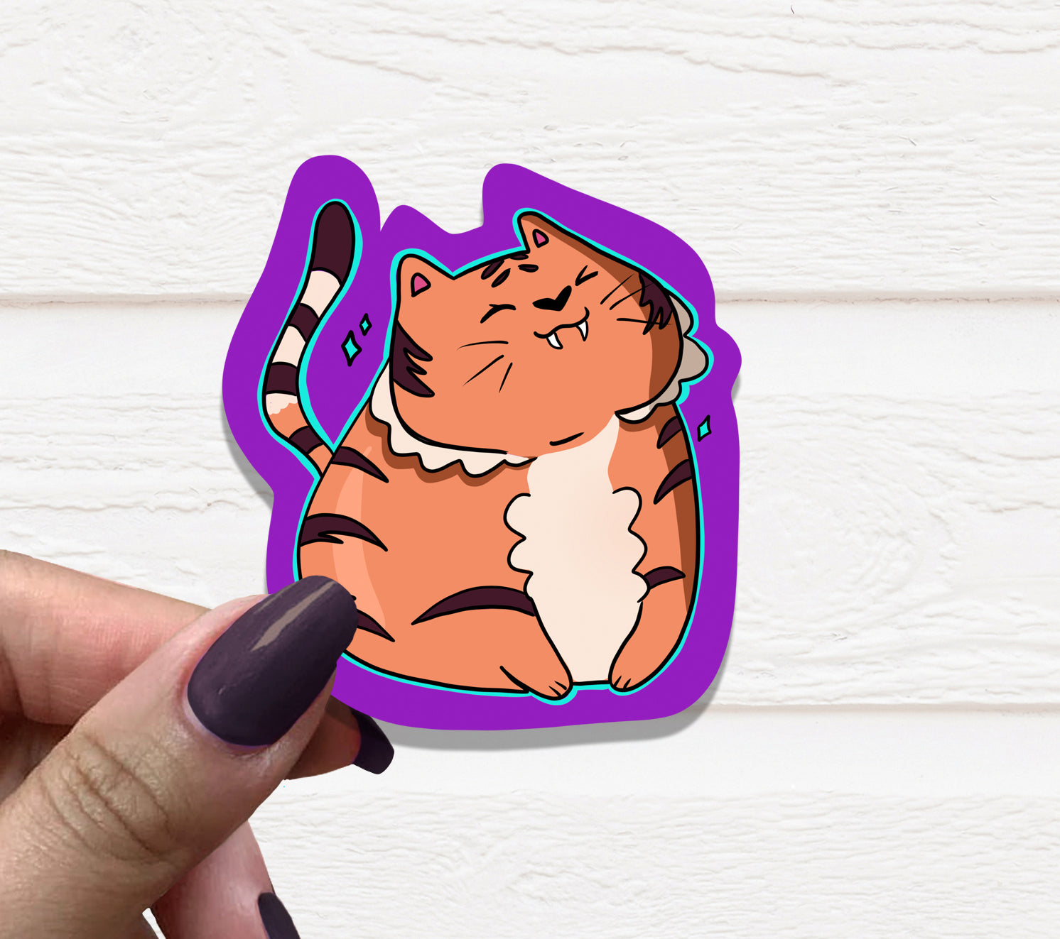 A vibrant 2.5-inch Tiger Vinyl Sticker on a white background, showcasing a detailed tiger design.