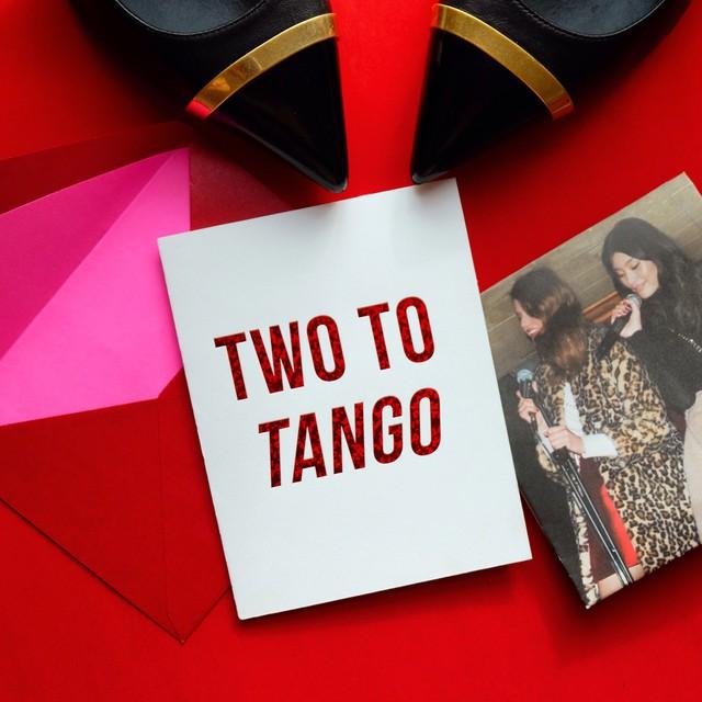 Stylish 'Two To Tango' greeting card with red glitter foil accents and lined envelope, perfect for celebrating friendship.