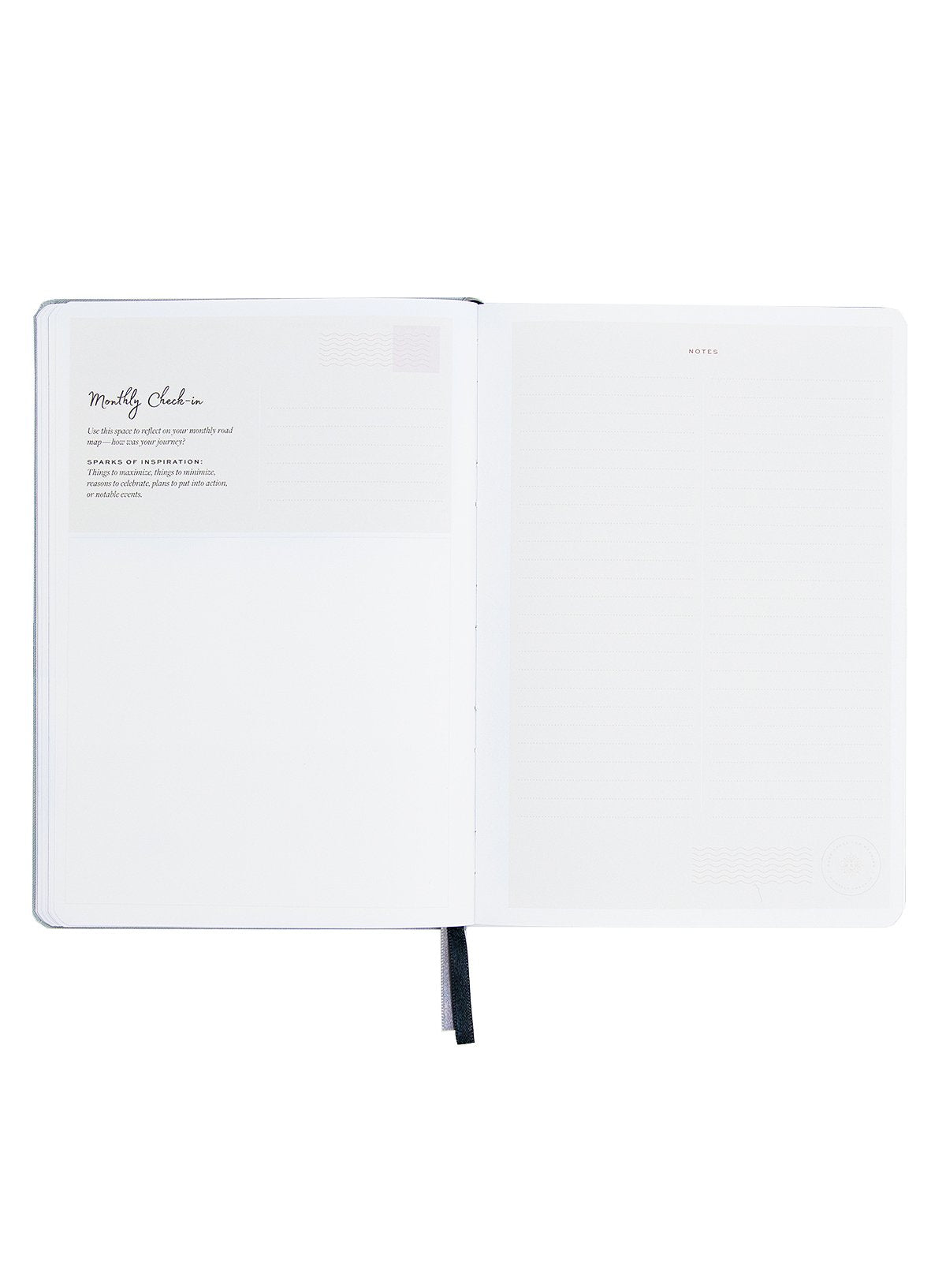 Undated Weekly Ponderlily Planner in Grey, featuring elegant design and eco-conscious materials, perfect for flexible planning.