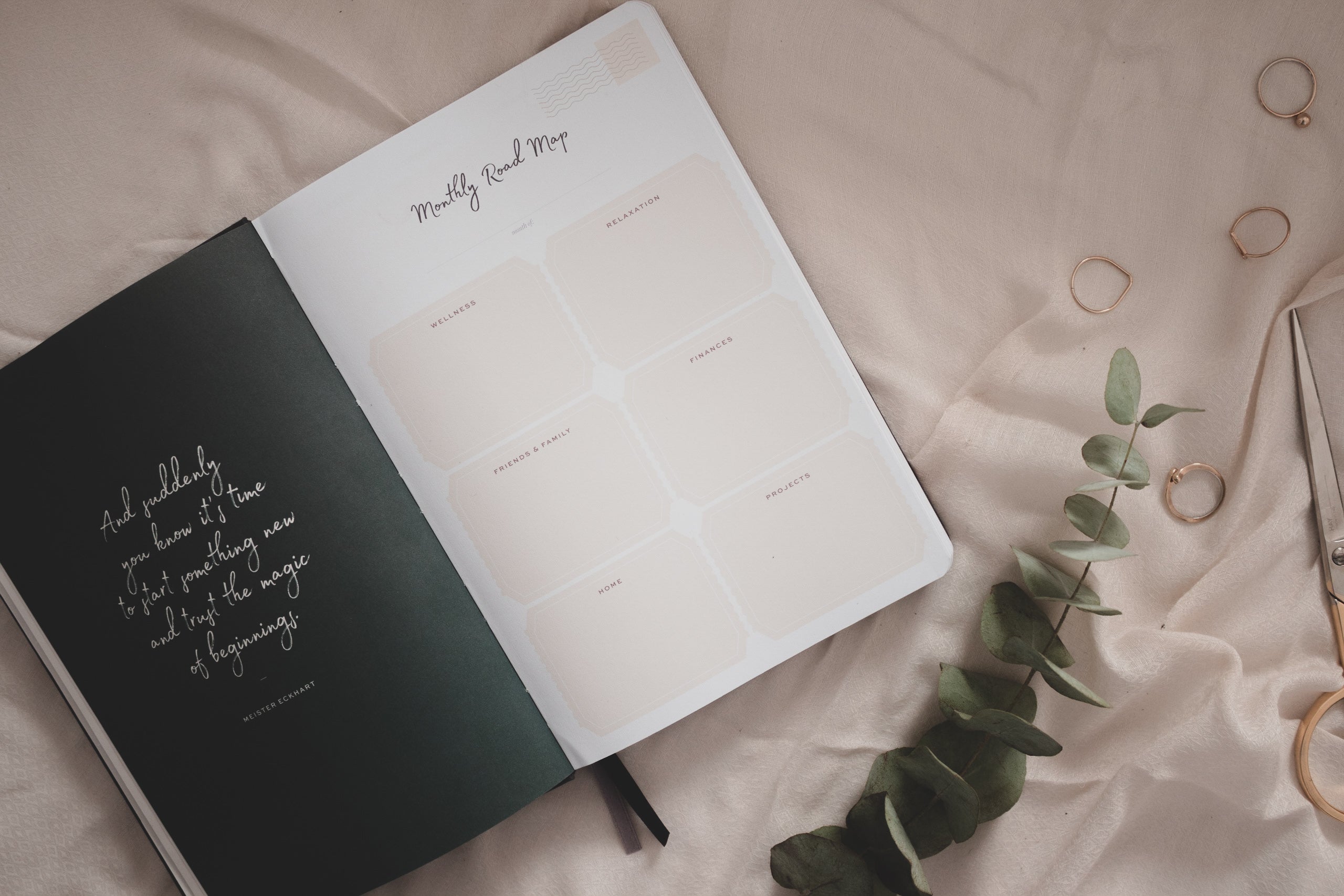 Undated Weekly Ponderlily Planner in Grey, featuring elegant design and eco-conscious materials, perfect for flexible planning.