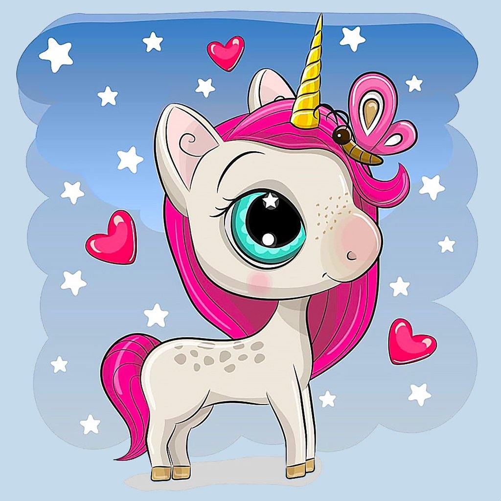 Unicorn in Love Crafting Spark Diamond kit featuring a colorful design, tools, and acrylic diamonds for crafting.