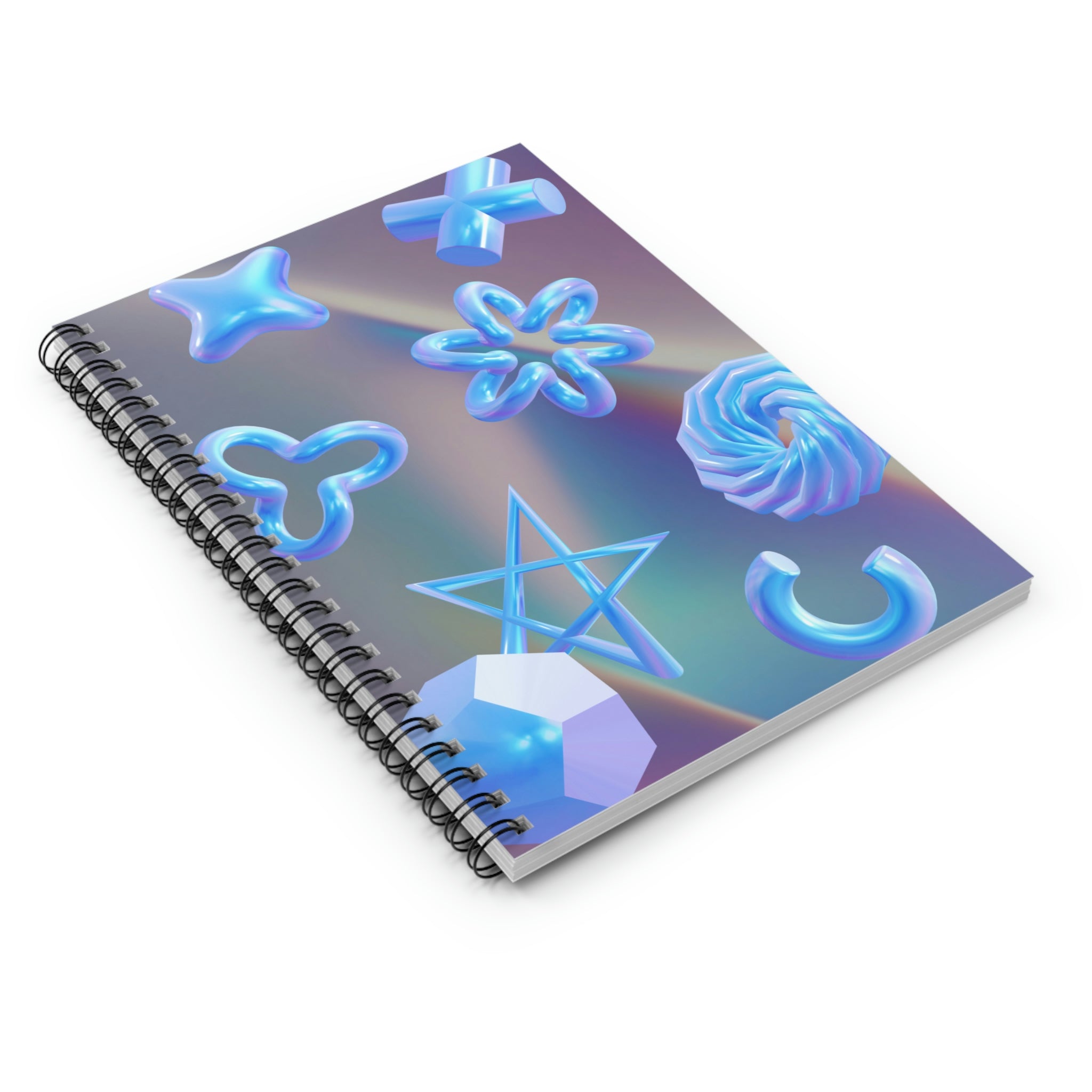 Virtual Space Spiral Notebook featuring a vintage design with ruled line pages and a dark grey back cover.