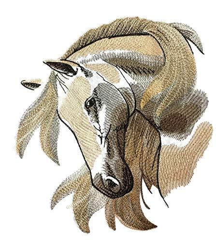 Wild at Heart Stallion embroidered patch featuring a detailed stallion portrait on a cotton base, ideal for iron-on or sew-on applications.