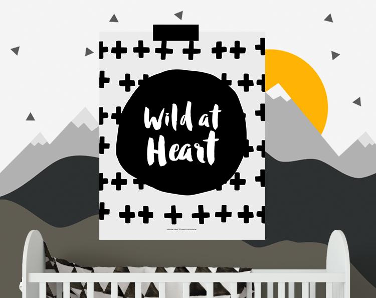 Wild At Heart print featuring vibrant colors and whimsical design, perfect for children's rooms.