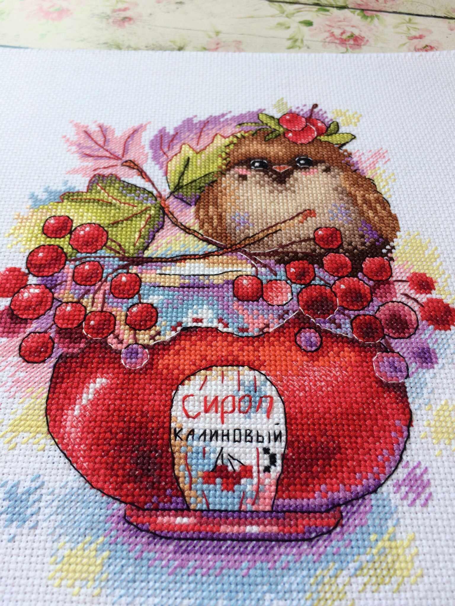 Winged Arrowwood SM-392 Counted Cross Stitch Kit featuring AIDA canvas and colorful threads.